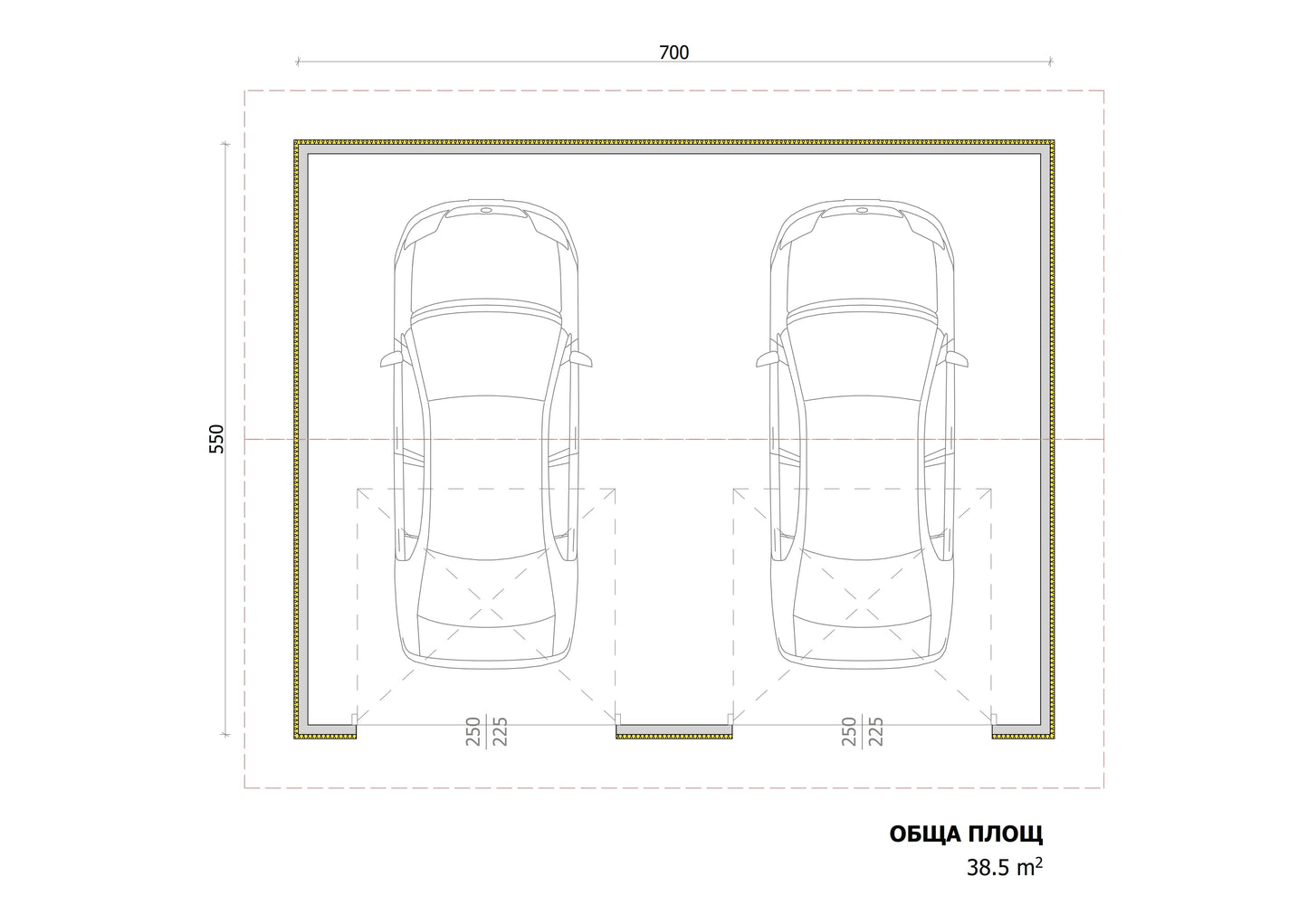 Гараж 5.5x7m (39m²)